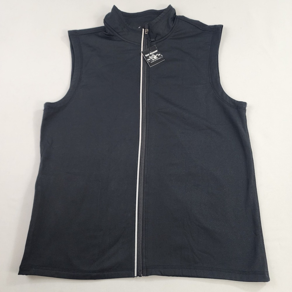 True Religion Mens Vest Sweatshirt Full Zip Black Stretch Performance Size M